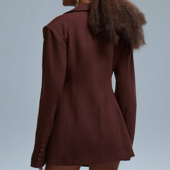 Coffee Brown Elegant Womens Old Money Oversized Blazer Dress - Picture 3 of 5